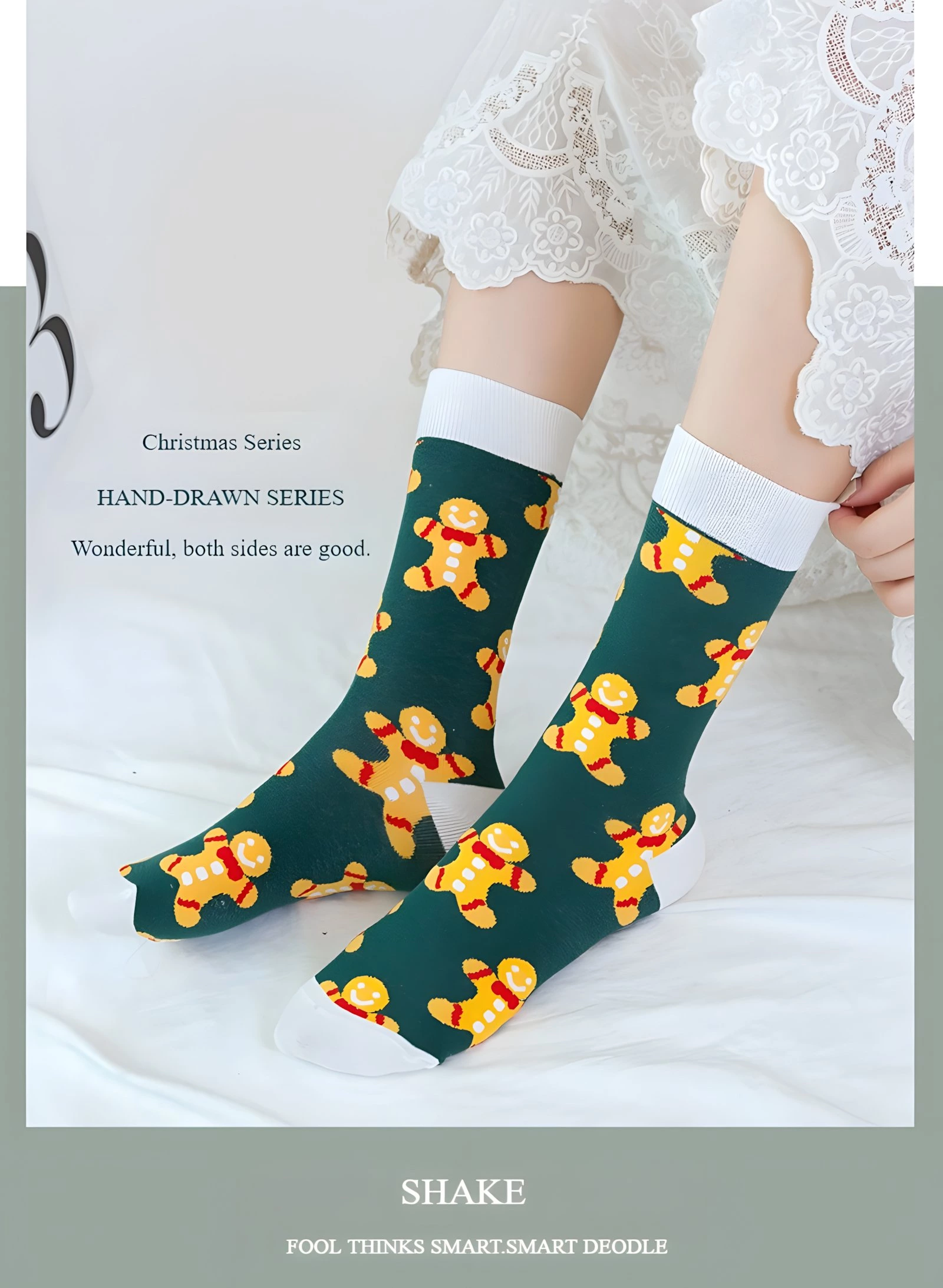 Christmas Cartoon Jacquard Crew Socks